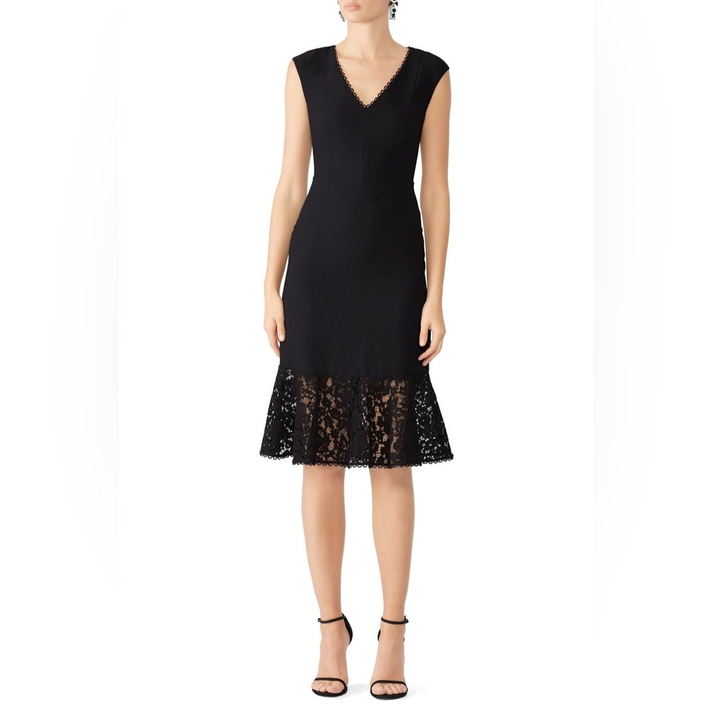 Draper James Black Midi Dress with Lace Detail